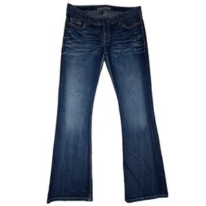 BKE Sabrina Bootcut Jeans Womens 33 Dark Wash Stretch Heavy Stitch Embroidery